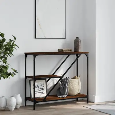 The Living Store Konzolna mizica rjav hrast 88,5x30x75 cm inženirski les - Konzolna Mizica