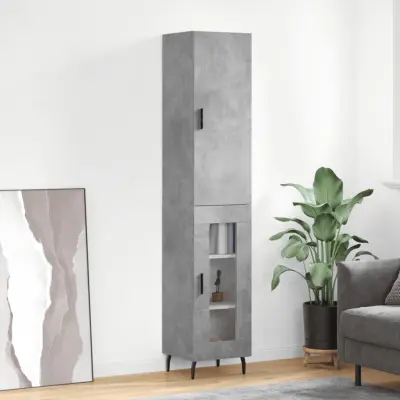 The Living Store Visoka omara betonsko siva 34,5x34x180 cm inženirski les - Visoka Omara