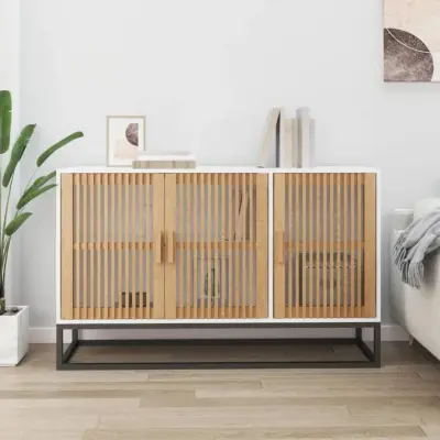 The Living Store Komoda bela 105x30x65 cm inženirski les - Komoda