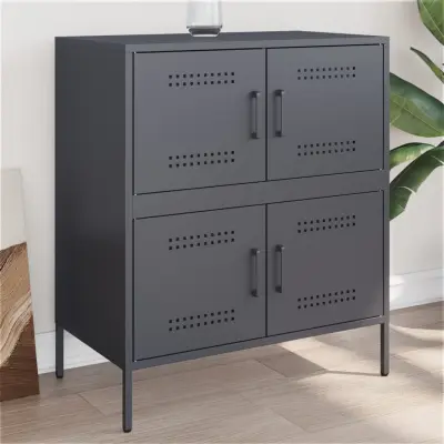 The Living Store Komoda antracitna 68x39x79 cm jeklo - Komoda