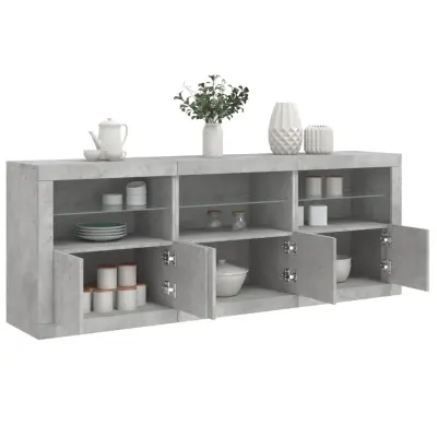 The Living Store Komoda z LED lučkami betonsko siva 181,5x37x67 cm - Komoda