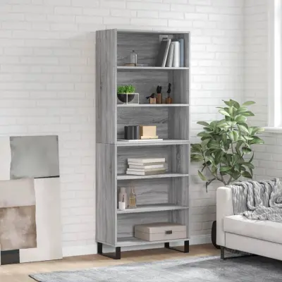 The Living Store Visoka komoda siva sonoma 69,5x32,5x180 cm inženirski les - Visoka Omarica