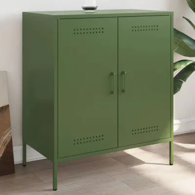 The Living Store Komoda olivno zelena 68x39x79 cm jeklo - Komoda