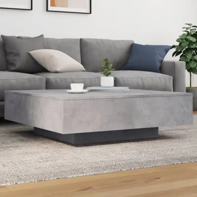 The Living Store Klubska mizica z LED lučmi betonsko siva 100x100x31 cm - Klubska Mizica