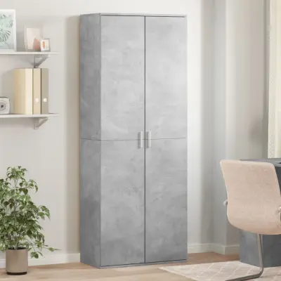 The Living Store Visoka omara betonsko siva 70x35x180 cm inženirski les - Visoka Omarica