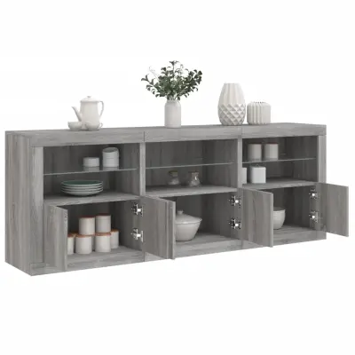 The Living Store Komoda z LED lučkami siva sonoma 181,5x37x67 cm - Komoda