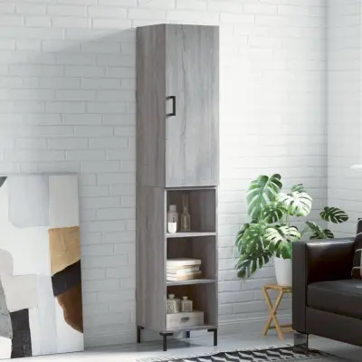 The Living Store Visoka omara siva sonoma 34,5x34x180 cm inženirski les - Visoka Omara