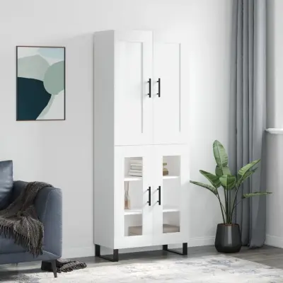 The Living Store Visoka omara bela 69,5x34x180 cm inženirski les - Visoka Omarica