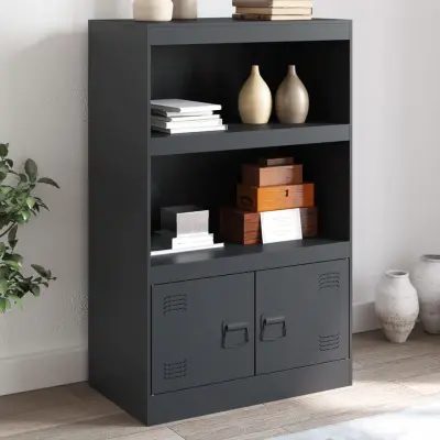 The Living Store Komoda antracitna 67x39x107 cm jeklo - Komoda