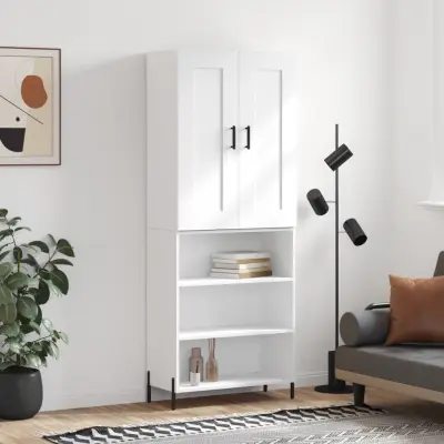 The Living Store Visoka omara bela 69,5x34x180 cm inženirski les - Visoka Omarica