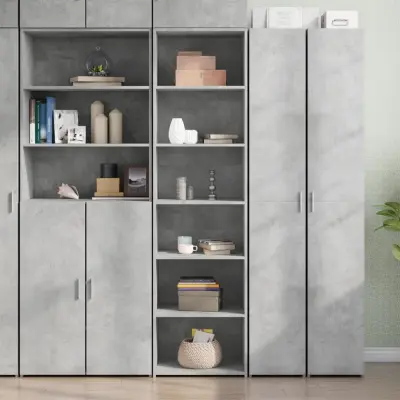 The Living Store Visoka omara betonsko siva 50x41x185 cm inženirski les - Visoka Omarica