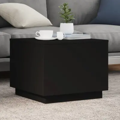 The Living Store Klubska mizica z LED lučkami črna 50x50x40 cm - Klubska Mizica