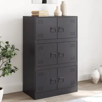 The Living Store Komoda črna 67x39x107 cm jeklo - Komoda