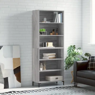The Living Store Visoka komoda siva sonoma 69,5x32,5x180 cm inženirski les - Visoka Omarica