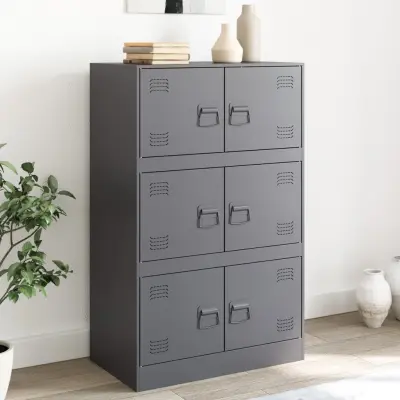 The Living Store Komoda antracitna 67x39x107 cm jeklo - Komoda
