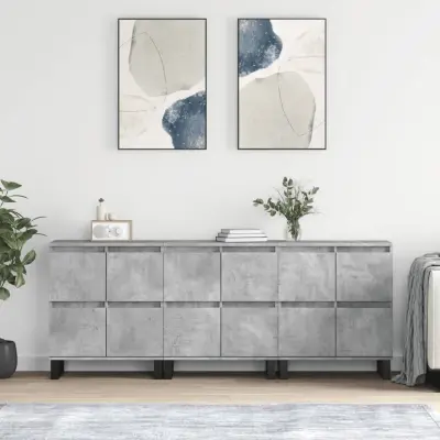 The Living Store Komode 3 kosi betonsko sive inženirski les - Komoda