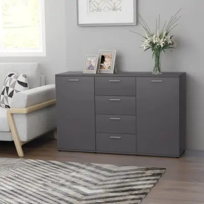 The Living Store Komoda siva 120x35,5x75 cm iverna plošča - Komoda