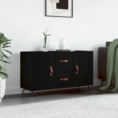 The Living Store Komoda črno 100x36x60 cm inženirski les - Komoda