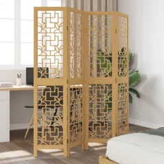 The Living Store Paravan 4-delni rjav trden les pavlovnije - Pregrada Za Prostor