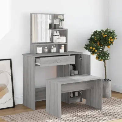 The Living Store Toaletna mizica komplet siva sonoma 86,5x35x136 cm - Komplet Toaletnih Mizic