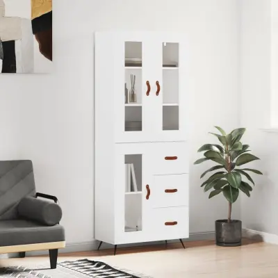 The Living Store Visoka omara bela 69,5x34x180 cm inženirski les - Visoka Omarica