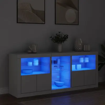 The Living Store Komoda z LED lučkami bela 162x37x67 cm - Komoda