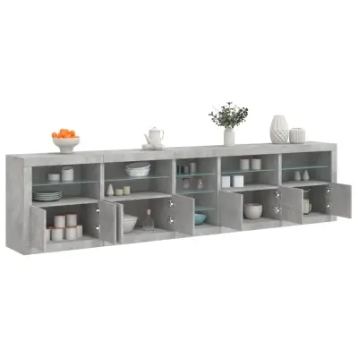 The Living Store Komoda z LED lučkami betonsko siva 283x37x67 cm - Komoda