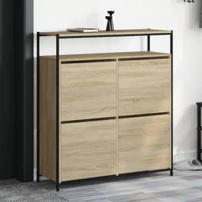 The Living Store Omarica za čevlje s 4 predali sonoma hrast 100x34x112 cm - Omara Za Čevlje