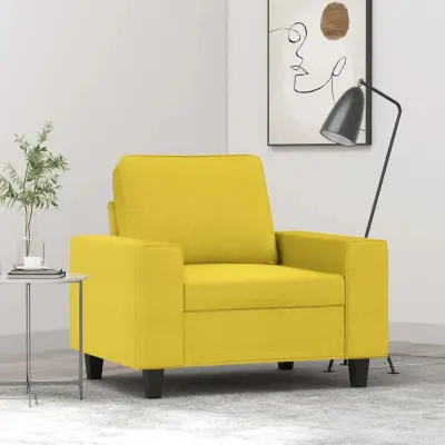 The Living Store Fotelj svetlo rumen 60 cm blago - Fotelj