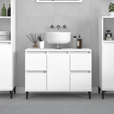 The Living Store Omarica za umivalnik bela 80x33x60 cm inženirski les - Omarica Za Umivalnik