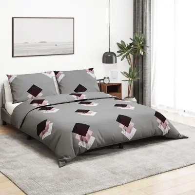 The Living Store Posteljnina siva 200x200 cm bombaž - Komplet Prevlek Za Odejo