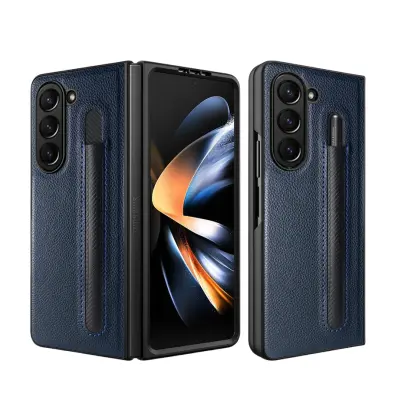 Samsung Galaxy Z Fold etui za telefon z vzorcem ličija in režo za pisalo Blue  Model 2