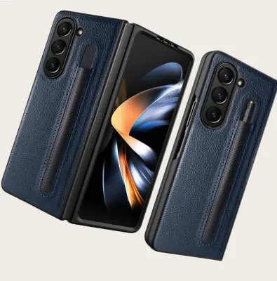 Samsung Galaxy Z Fold etui za telefon z vzorcem ličija in režo za pisalo Blue  Model 3