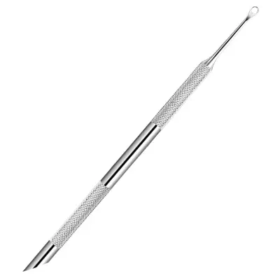 Potisnik obnohtne kožice s srebrnim poševnim robom - Potisnik obnohtne kožice iz nerjavečega jekla z biserno torbico