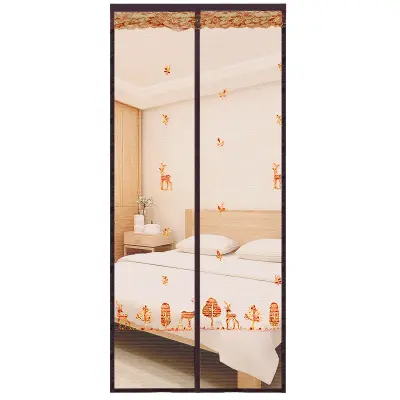 Magnetna zaščitna zavesa za vrata z vezenim gozdnim jelenom, zaščita pred insekti, zavesa za vrata  90x200 cm