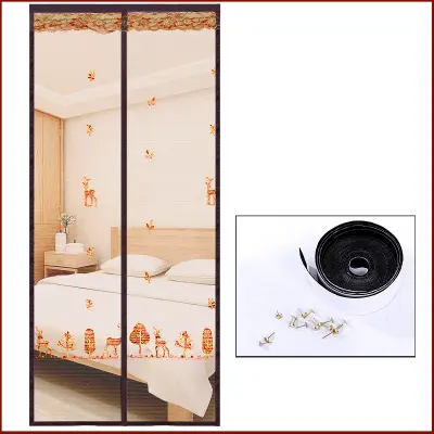 Magnetna zaščitna zavesa za vrata z vezenim gozdnim jelenom, zaščita pred insekti, zavesa za vrata  80x200 cm