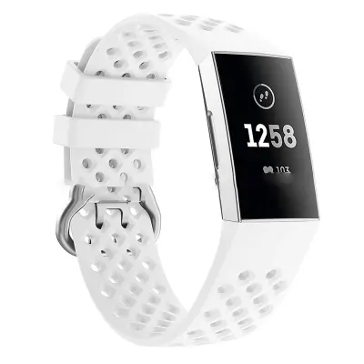 Silikonski pašček za Fitbit Charge 3, zračna športna zapestnica, nadomestni beli pašček - majhen