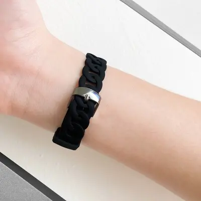 Silikonski pašček za uro - združljiv s Samsung & Huawei Black M