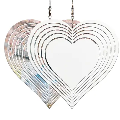 3D kinetični vetrni vrtiljak v obliki srca, 25 cm x 25 cm, nerjaveče jeklo