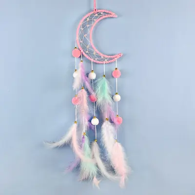 Stenski obesek Lovilec sanj v obliki lune, boho chic dekoracija za spalnico