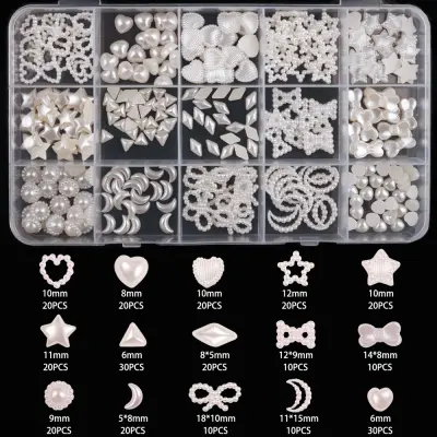 Komplet dodatkov za nohte z mešanimi biseri