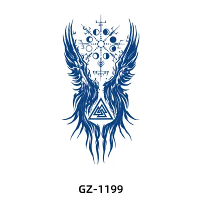 Začasna tetovaža z modrim cvetličnim vzorcem   1