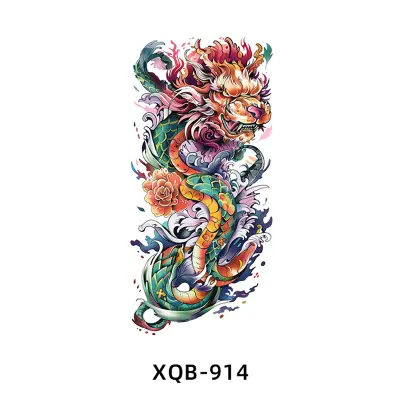 Črn Vodoodporen Začasni Rokav Za Tatu - Realistična Nalepka Za Tatu Za Pol Roke   12