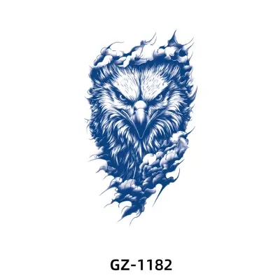 Začasna tetovaža z modrim cvetličnim vzorcem   6