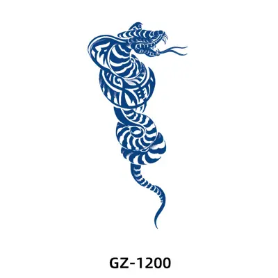 Začasna tetovaža z modrim cvetličnim vzorcem   12