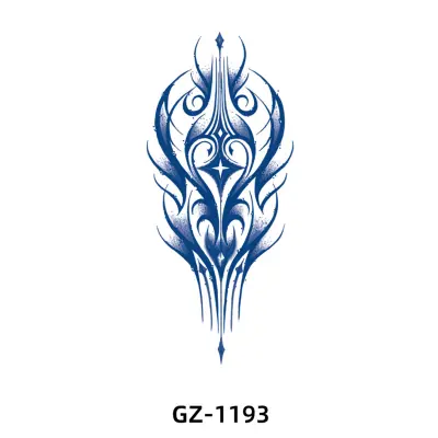 Začasna tetovaža z modrim cvetličnim vzorcem   3