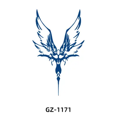 Začasna tetovaža z modrim cvetličnim vzorcem   9