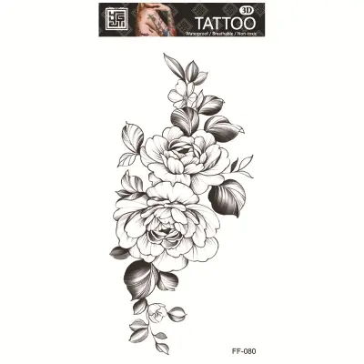 Začasni tatu črne rože - vodoodporen in dolgotrajen   Model 1