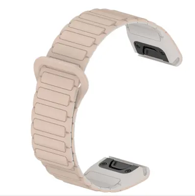 Silikonski magnetni pašček za uro Garmin Fenix 8/7X/Epix s hitrim sproščanjem Beige 26 mm