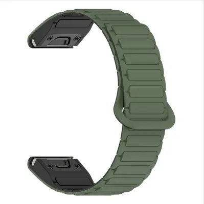 Silikonski magnetni pašček za uro Garmin Fenix 8/7X/Epix s hitrim sproščanjem Green 22 mm